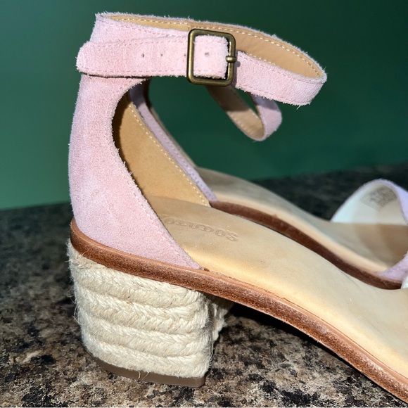 SOLUDOS Capri Block-Heel Raffia & Pink Suede Sandals Size 9. - Picture 3 of 12